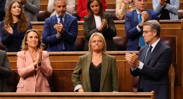 Alberto Núñez Feijóo y Marimar Blanco en el Congreso de los Diputados
