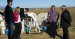 Mª Dolores Cospedal y Xavier García Albiol en la visita a una vaquería en Vallfogona de Balaguer (Lleida)