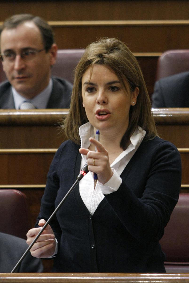Soraya Sánez de Santamaría durante su intervención en la Sesión de Control al Gobierno