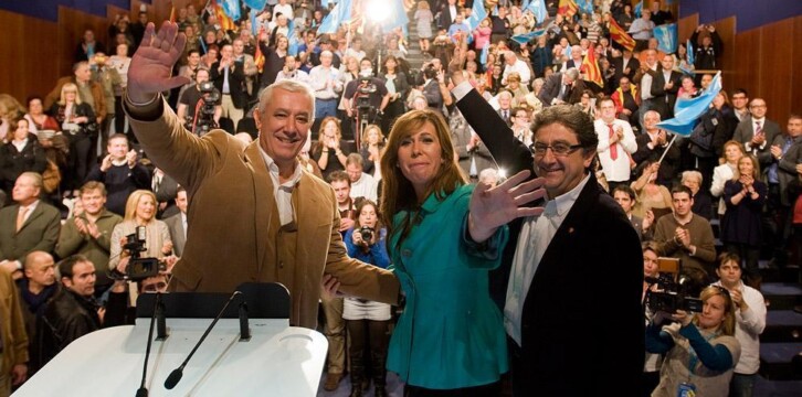 Javier Arenas y Alicia Sánchez-Camacho en un mitin en Blanes (Gerona)