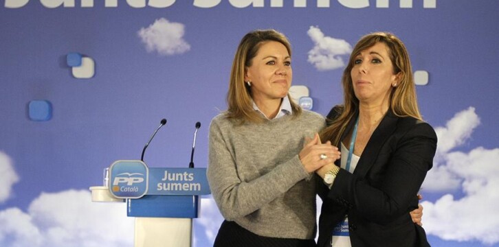 María Dolores de Cospedal y Alicia Sánchez-Camacho en la inauguración de la convención del PP de Cataluña