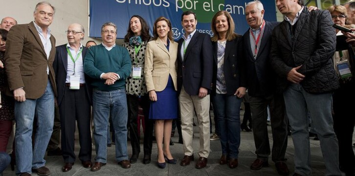 Esteban González Pons, Cristóbal Montoro, Juan Ignacio Zoido, María Dolores de Cospedal, Juanma Moreno, Fátima Báñez, Javier Arenas y Carlos Floriano
