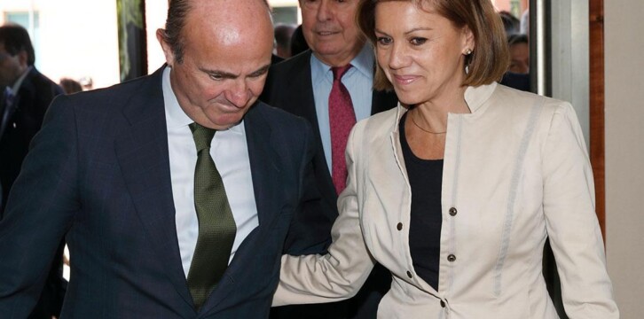 María Dolores Cospedal y Luis de Guindos en un acto en Guadalajara
