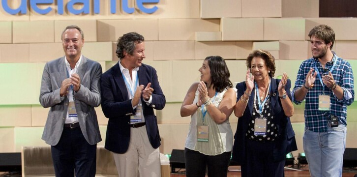 Carlos Floriano, Rita Barberá, Beatriz Jurado y Alberto Fabra en el seminario de NNGG en Valencia