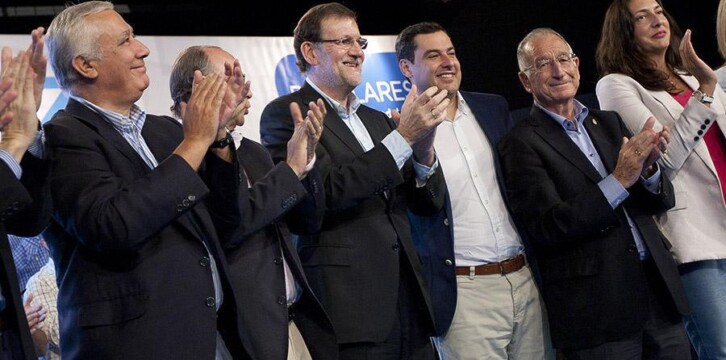 Mariano Rajoy con Javier Arenas y Juanma Moreno