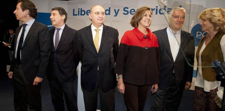 Carlos Floriano, Ignacio González, Jorge Fernández, María Dolores de Cospedal, Javier Arenas y Esperanza Aguirre en las jornadas 