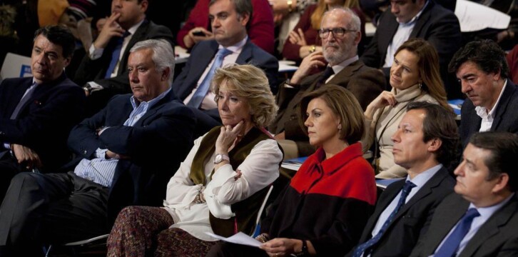 Ignacio González, Javier Arenas, Jorge Fernández, María Dolores de Cospedal, Carlos Floriano y Antonio Sanz en las jornadas 