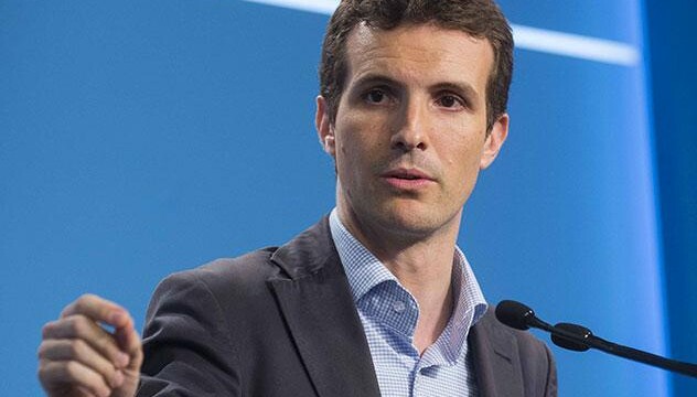 Pablo Casado durante la rueda de prensa