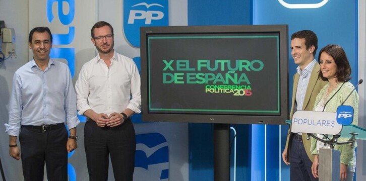 Fernando Martínez-Maíllo, Javier Maroto, Pablo Casado y Andrea Levy presentan el lema de la Conferencia Política: X el Futuro de España