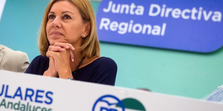 Mª Dolores de Cospedal y Juanma Moreno en la Junta Directiva regional del PP Andaluz