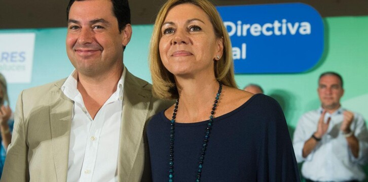 Mª Dolores de Cospedal y Juanma Moreno en la Junta Directiva regional del PP Andaluz