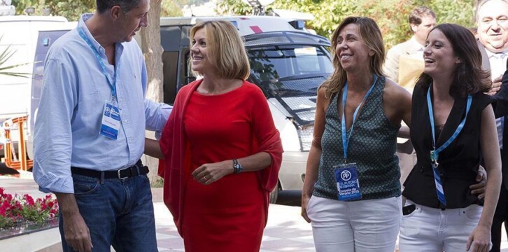 Xavier Garcia Albiol, María Dolores de Cospedal, Alicia Sánchez-Camacho y Andrea Levy a su llegada a la Escuela de Verano