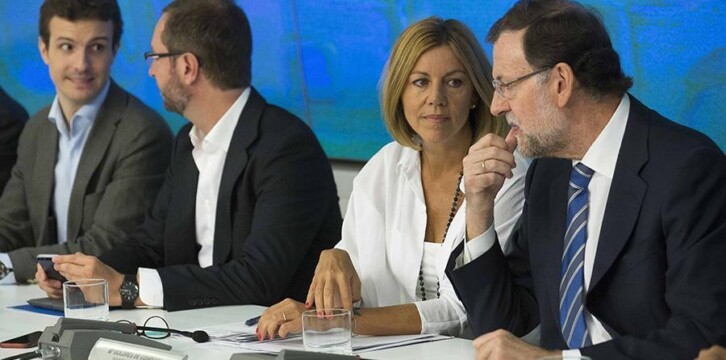 Pablo Casado, Javier Maroto, María Dolores de Cospedal y Mariano Rajoy en la reunión del Comité Ejecutivo Nacional