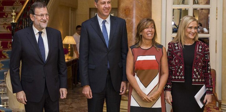 Mariano Rajoy, Xavier Garcia Albiol, Alicia Sánchez-Camacho y Cristina Cifuentes en el Fórum Europa