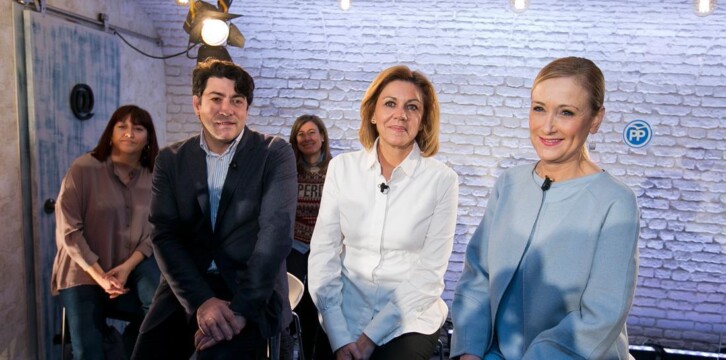 Mª Dolores Cospedal participa en un acto con militantes junto a Cristina Cifuentes y David Pérez
