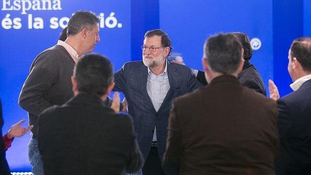 Mariano Rajoy con Xavi García Albiol en un acto en Mataró
