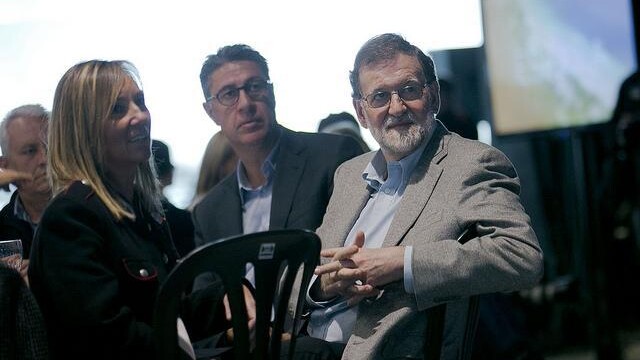Mariano Rajoy, junto con Xavi García Albiol y Marisa Xandri