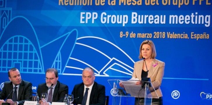 Mª Dolores de Cospedal durante su intervención en las jornadas del EPP