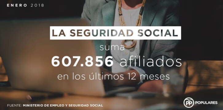 La Seguridad Social suma 607.856 afiliados en los últimos 12 meses