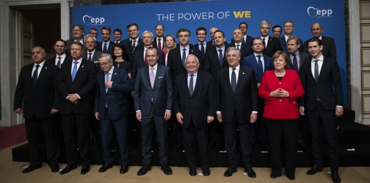 Pablo Casado en la reunión del PPE