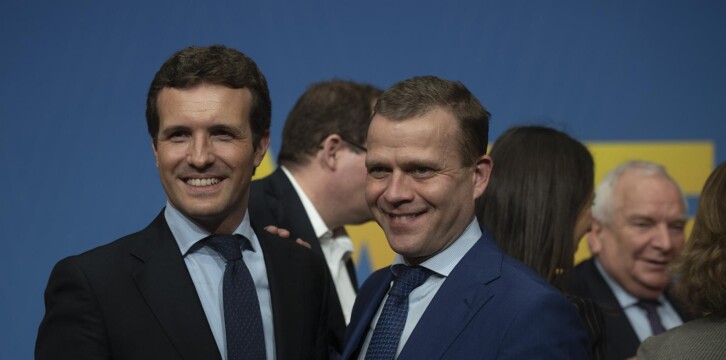 Pablo Casado en la reunión del PPE