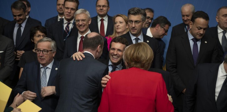 Pablo Casado en la reunión del PPE