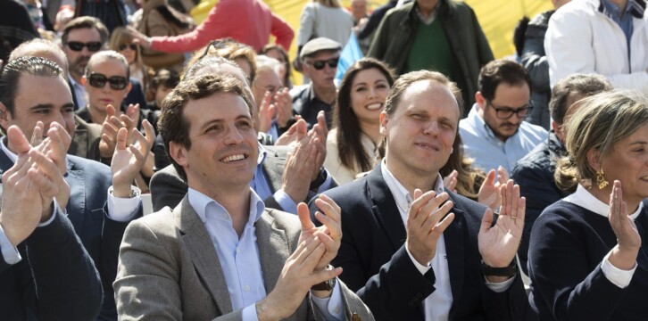 Pablo Casado en un acto en León