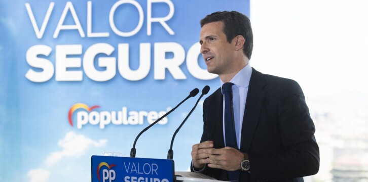 Pablo Casado en la presentación del programa electoral en Barcelona