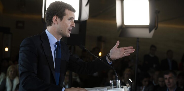 Pablo Casado en la presentación del programa electoral en Barcelona