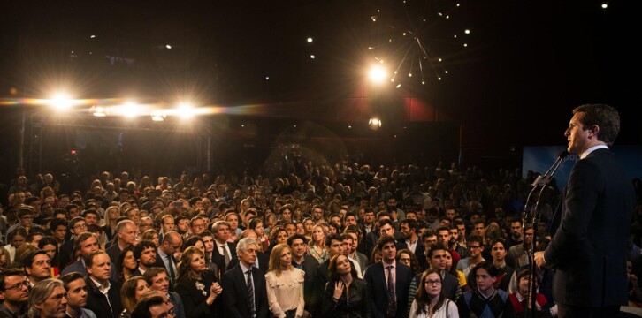 Pablo Casado en el acto de inicio de campaña.