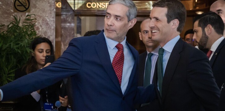 Pablo Casado en los desayunos de Europa Press