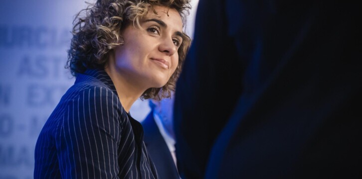 Dolors Montserrat en el acto con venezolanos residentes en Madrid, junto a Leopoldo López