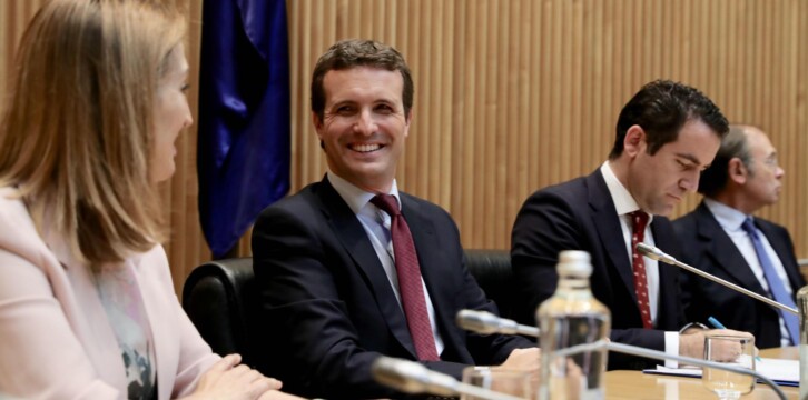 Pablo Casado preside reunión plenaria con los grupos del PP del Congreso y el Senado