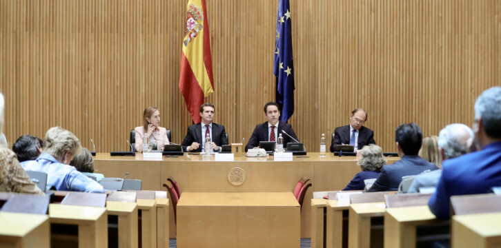 Pablo Casado preside reunión plenaria con los grupos del PP del Congreso y el Senado