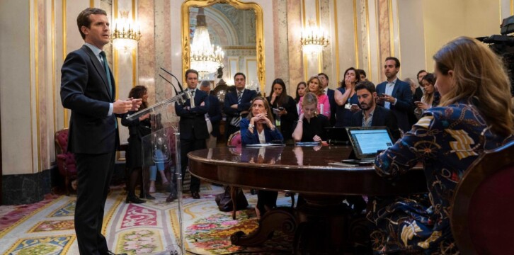 Pablo Casado tras la sesión constitutiva del Congreso de los Diputados