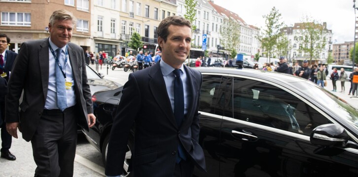 Pablo Casado a su llegada a la cumbre del PP Europeo en Bruselas