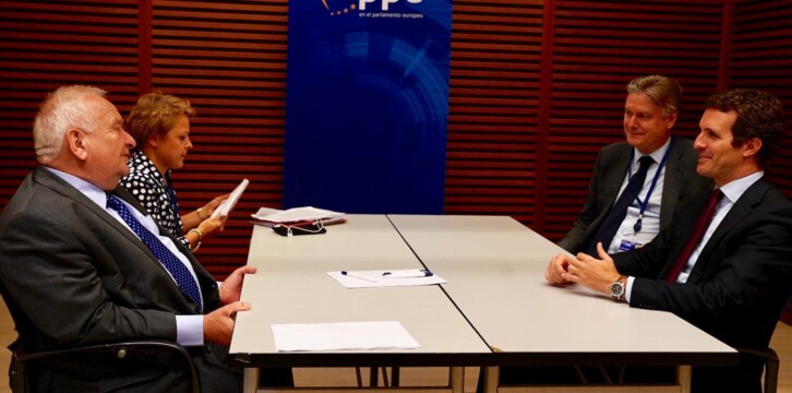 Pablo Casado en la reunión del GPPE celebrada en San Sebastián