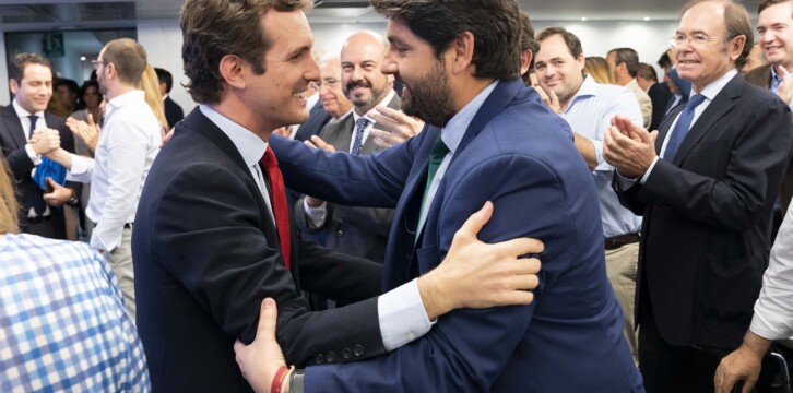 Pablo Casado y Fernando López Miras, en la Junta Directiva Nacional