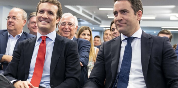 Pablo Casado y Teodoro García Egea, en la Junta Directiva Nacional