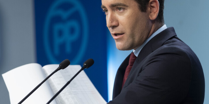 El secretario general, Teodoro García Egea, en rueda de prensa