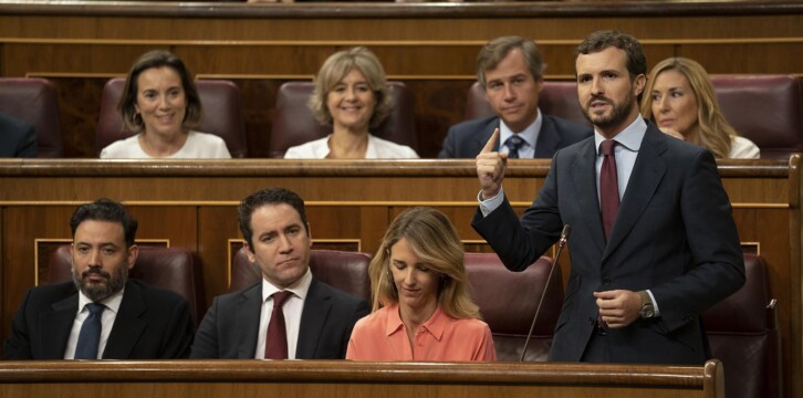 Pablo Casado, durante su intervención en la Sesión de Control