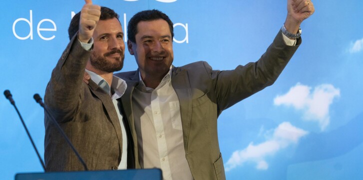 Pablo Casado y Juanma Moreno en Alhaurín el Grande