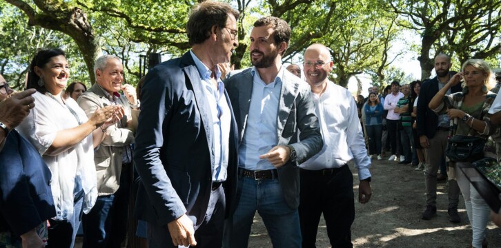 Pablo Casado, Alberto Núñez Feijóo y Miguel Tellado en el inicio del Curso Político del PP de Galicia