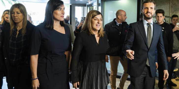 Pablo Casado en un acto del PP sobre Sanidad en Santander