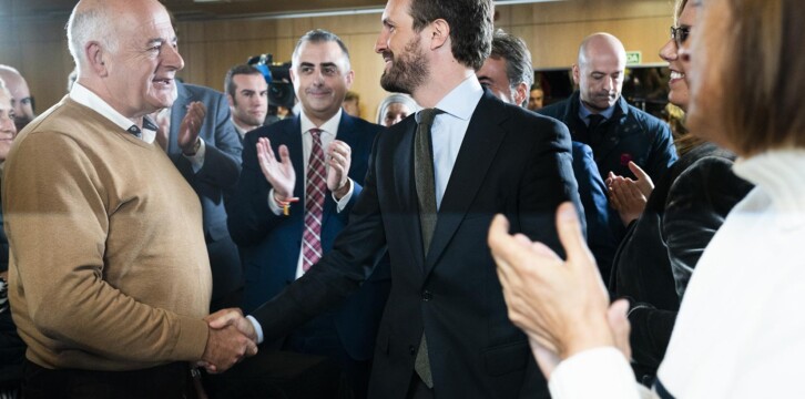 Pablo Casado en un acto del PP sobre Sanidad en Santander