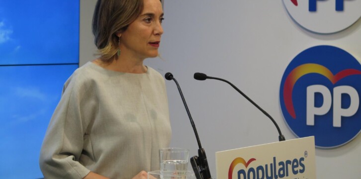 La vicesecretaria de Política Social, Cuca Gamarra, en rueda de prensa