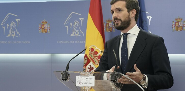 Pablo Casado en rueda de prensa en el Congreso de los Diputados tras la ronda de contactos del Rey