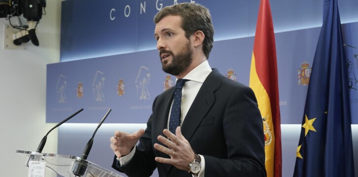 Pablo Casado en rueda de prensa en el Congreso de los Diputados tras la ronda de contactos del Rey
