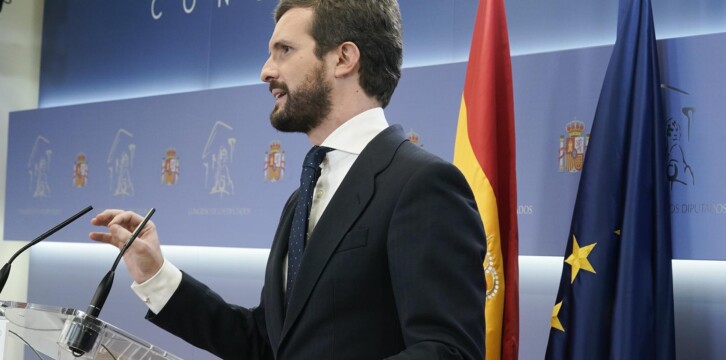 Pablo Casado en rueda de prensa en el Congreso de los Diputados tras la ronda de contactos del Rey