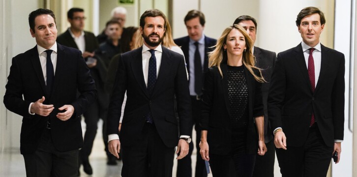 Pablo Casado en rueda de prensa en el Congreso de los Diputados tras la ronda de contactos del Rey